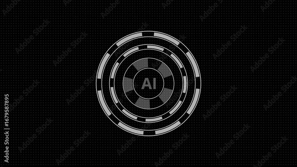 Poster futuristic hud circle ai interfaces animation, hi-tech hologram button, loading, target, ai concept 