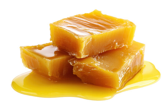 Golden Beef Tallow Blocks on Transparent Background