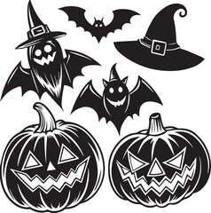 set of halloween pumpkins