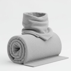 Rolled Gray Knitted Scarf for Winter Clothing and Fashion Accessory on White