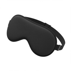 Close Up of a Black Fabric Sleep Mask Isolated on a White Background