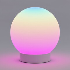 Glowing Spherical Lamp with Pastel Colors on White Background in Soft Lighting