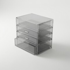 Three Tier Transparent Plastic Drawer Organizer on White Background for Storage
