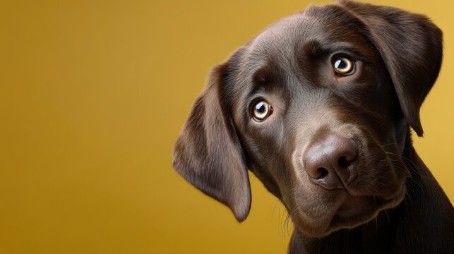 Modern portrait of a clean chocolate labrador dog