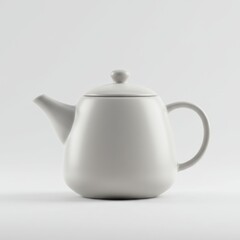 White Ceramic Teapot with Lid for Serving Hot Drinks in Minimalist Kitchenware Style