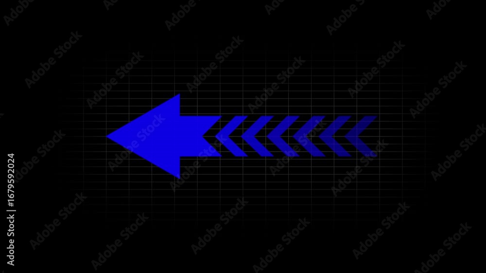 Aufkleber blue color left side directional arrow loop animation. direction concept arrow icon on black backgro