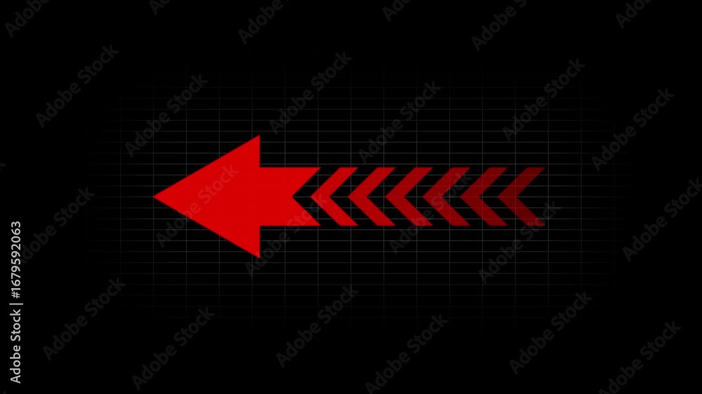 Aufkleber red color left side directional arrow loop animation. direction concept arrow icon on black backgrou