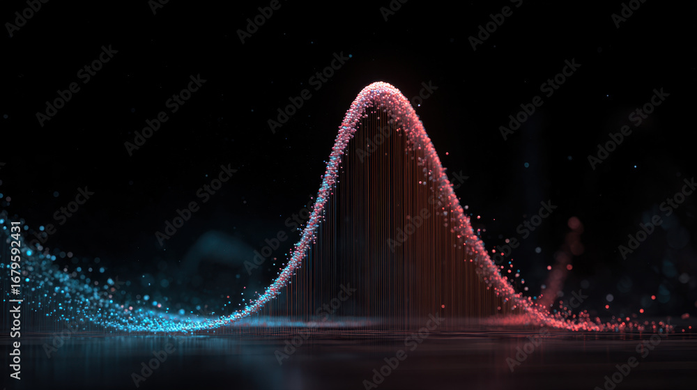 Aufkleber vibrant wave of particles blue and red colors creates stunning visual representation of data or soun