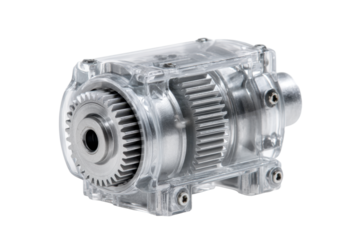 Transparent Belt Drive Gearbox Isolated on Transparent Background