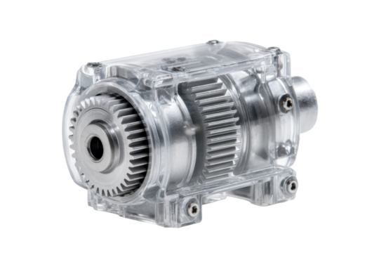 Transparent Belt Drive Gearbox Isolated on Transparent Background - Powered by Adobe