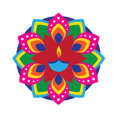 Vector illustration of Rangoli design for Diwali or Deepavali. Geometric minimalist design. banner and poster design for social media and print media