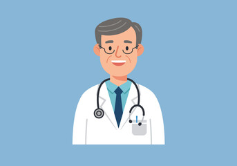 Fototapeta premium Friendly Doctor Illustration with Stethoscope and White Coat.