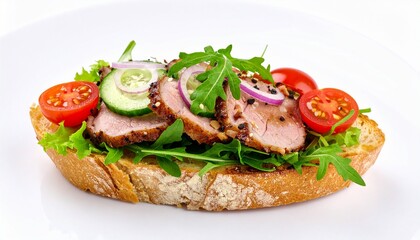 Sliced Pork Tenderloin on Toasted Bread