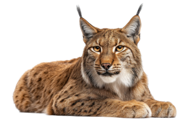 Resting Eurasian Lynx on Transparent Background