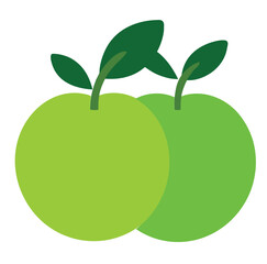 Apple Icon with Green Leaves 