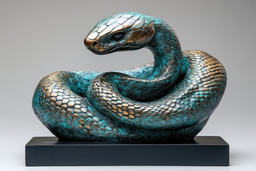 Fototapeta premium Abstract Serpent Curves in Metallic Green Serenity