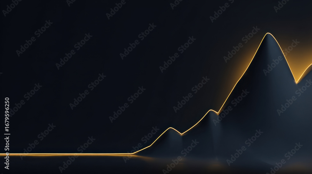 Poster sleek and modern digital illustration depicting stylized graph with glowing line representing growth