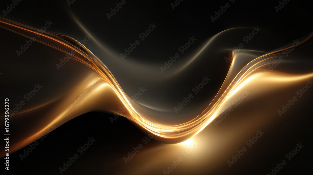 Aufkleber smooth, flowing abstract design featuring elegant curves and soft golden light against dark backgrou