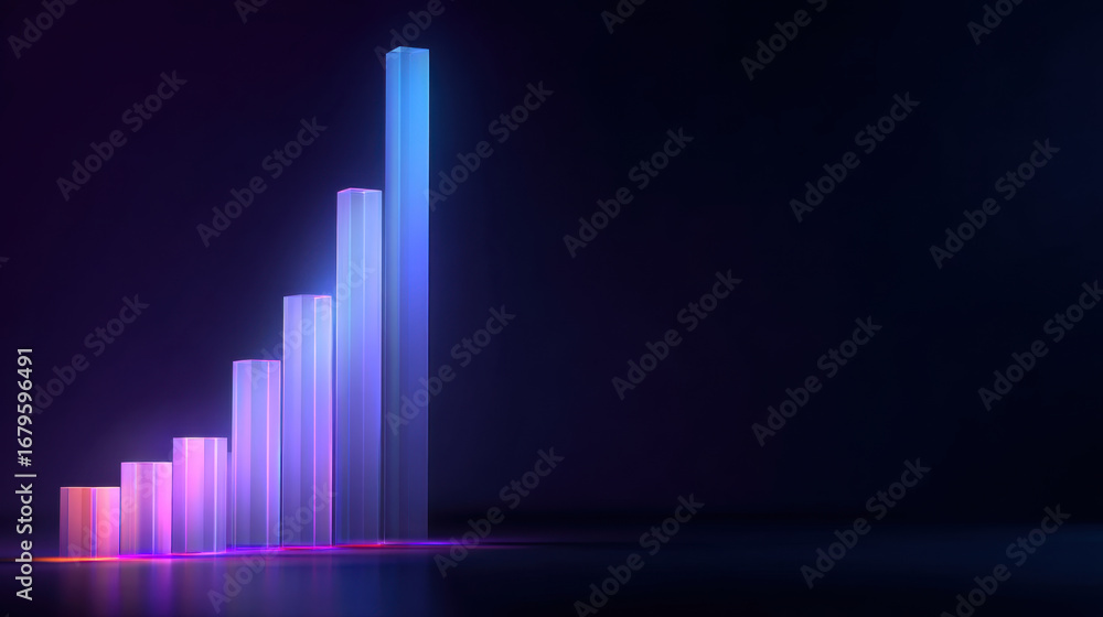 Aufkleber modern bar graph colorful glowing digital abstract data visualization growth statistics technology b