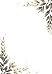 Obraz premium Elegant Certificate with Botanical Laurel Leaf Corners on Pristine White Background, Editable Template