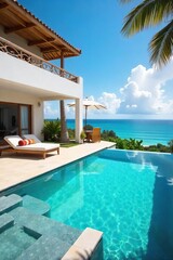 Luxurious holiday villa with private pool, spacious patio, and stunning ocean views Perfect for a relaxing getaway or family vacation Enjoy the ultimate comfort and privacy , picturesque, paradise