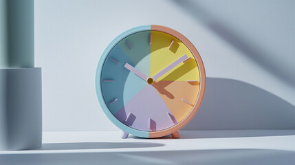 Colorful modern clock with geometric design