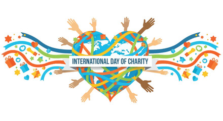 Vibrant abstract heart illustration with flowing elements and text overlay for creative design projects