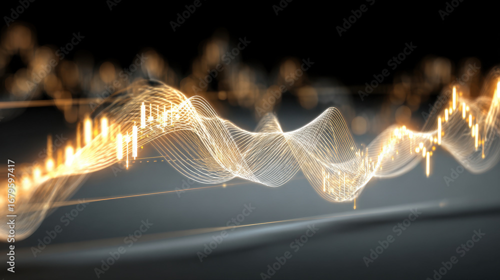 Poster digital waveforms create mesmerizing visual representation of sound and data, showcasing dynamic mov
