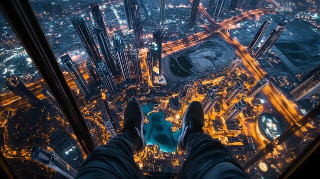 View from the top of Burj Khalifa over the Dubai skyline