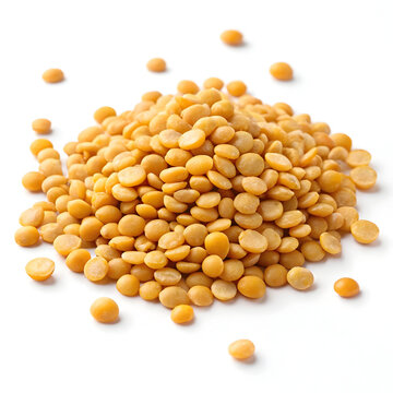 Pigeon pea (tur dal, arhar dal) isolated on white background, ideal for packaging, cooking visuals, nutrition
