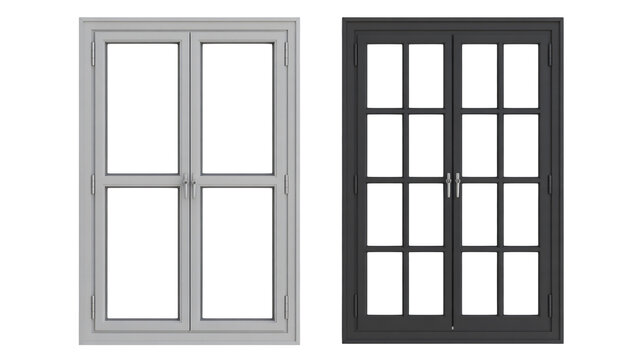 Modern white and black window frames for architectural design project