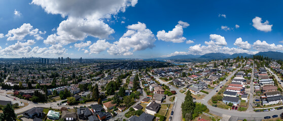 Panoramic Skyline View of Burnaby City and Surroundings in Greater Vancouver, Canada