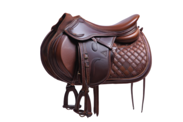 Brown English Saddle on Transparent Background