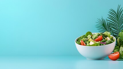 Delicious salad in a bowl for a healthy meal with copy space for text