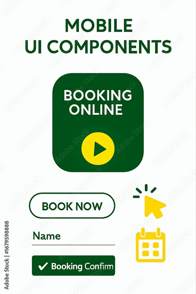 Poster collection of mobile user interface components for online booking and reservations