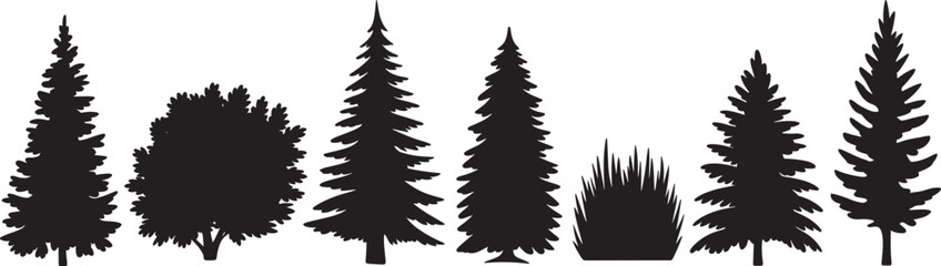 Wheat ears vector with winter tree silhouettes and Christmas stars