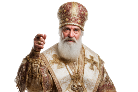 Orthodox Bishop in Ornate Vestments on Transparent Background