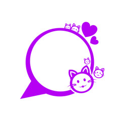 purple speech bubble frame and cute cat