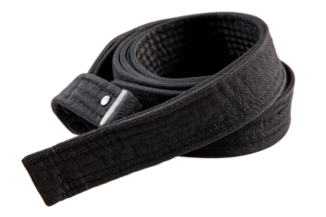 Rolled Black Martial Arts Belt (Obi) on Transparent Background