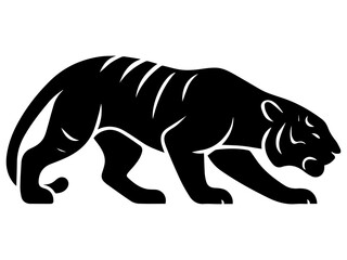 Crouching Tiger Vector Silhouette – Hunting Big Cat Illustration