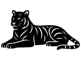 Lying Tiger Vector Silhouette – Resting Big Cat Animal