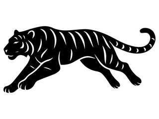 Running Tiger Vector Silhouette – Fast Big Cat Illustration