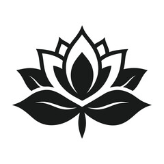 Bold Lotus Vector with Ornamental Leaves and Symmetrical Design