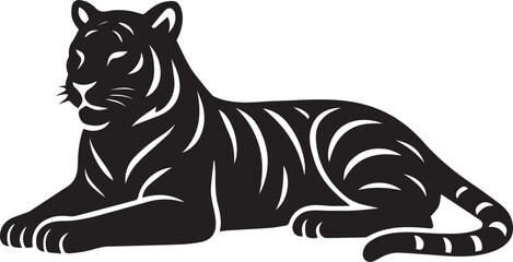 Lying Tiger Vector Silhouette – Resting Big Cat Animal