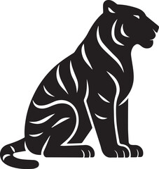 Sitting Tiger Vector Silhouette – Calm Big Cat Illustration