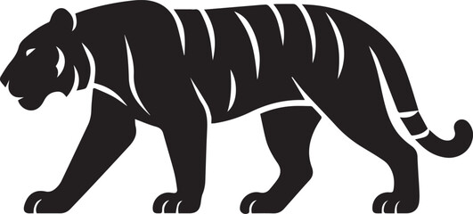 Walking Tiger Vector Silhouette – Wild Big Cat Illustration