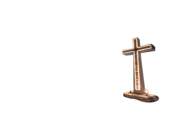 Glowing cross in a serene cave setting with blue atmospheric AI generated by PNG