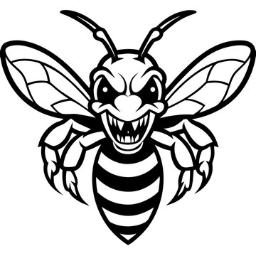 Angry hornet mascot isolated on transparent background