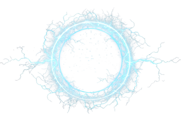 Glowing electric blue ring light magic effect. plasma glow surrounds the abstract ring, isolated on AI generated by PNG