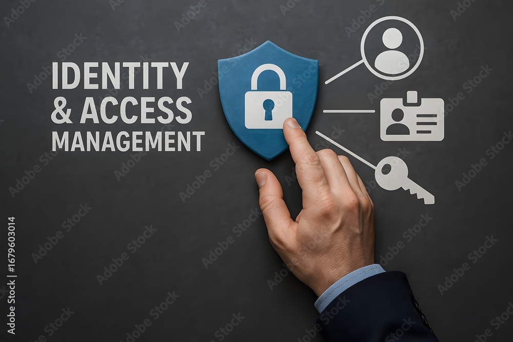 Aufkleber a close-up shot illustrates the concept of identity and access management. the scene highlights the 